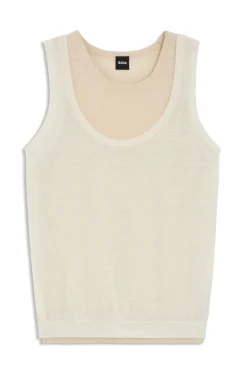 Ärmelloses Top aus Leinen und Baumwolle mit Lagen-Design