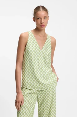 Ärmelloses Top mit geometrischem Print und Pailletten