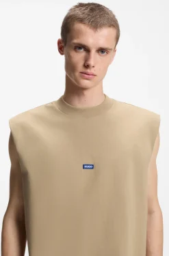 Ärmelloses T-Shirt aus Baumwolle mit Logo-Patch