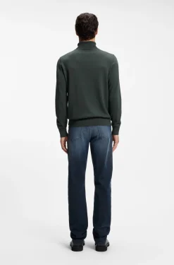 Rollkragenpullover aus Baumwoll-Mix mit Kaschmir und Logo-Aufnäher