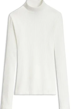 Rollkragentop aus geripptem Stretch-Jersey mit metallenem Logo
