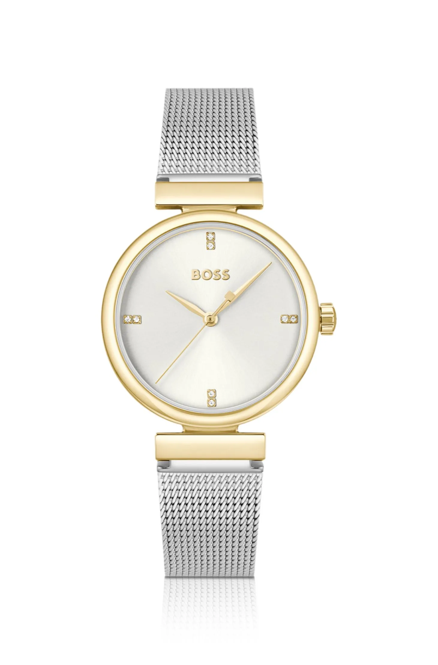 Rosehill goldfarbene Uhr mit silberfarbenem Mesh-Armband