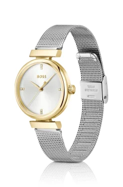 Rosehill goldfarbene Uhr mit silberfarbenem Mesh-Armband