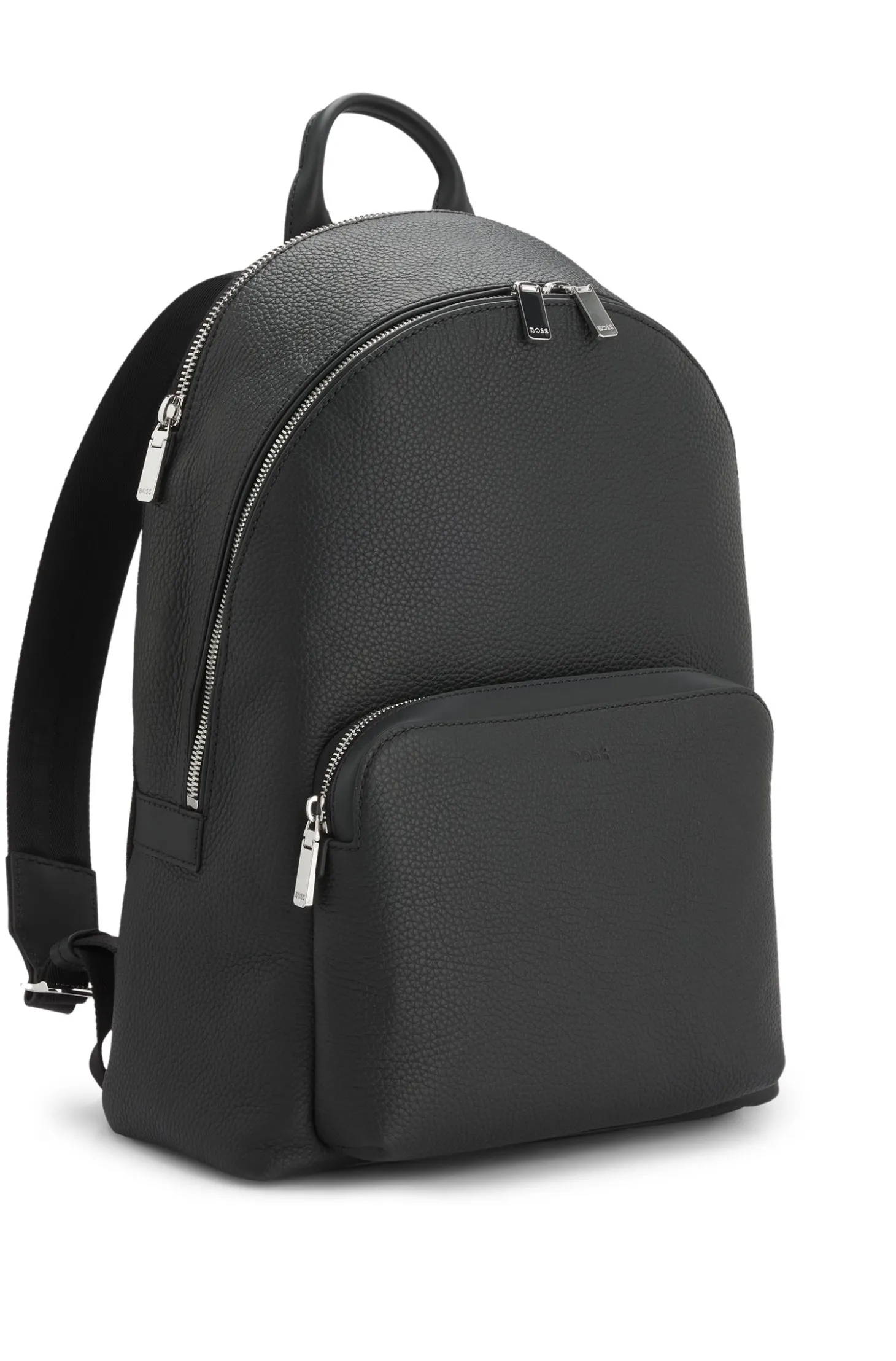 Rucksack aus genarbtem italienischem Leder mit geprägtem Logo