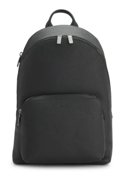 Rucksack aus genarbtem italienischem Leder mit geprägtem Logo