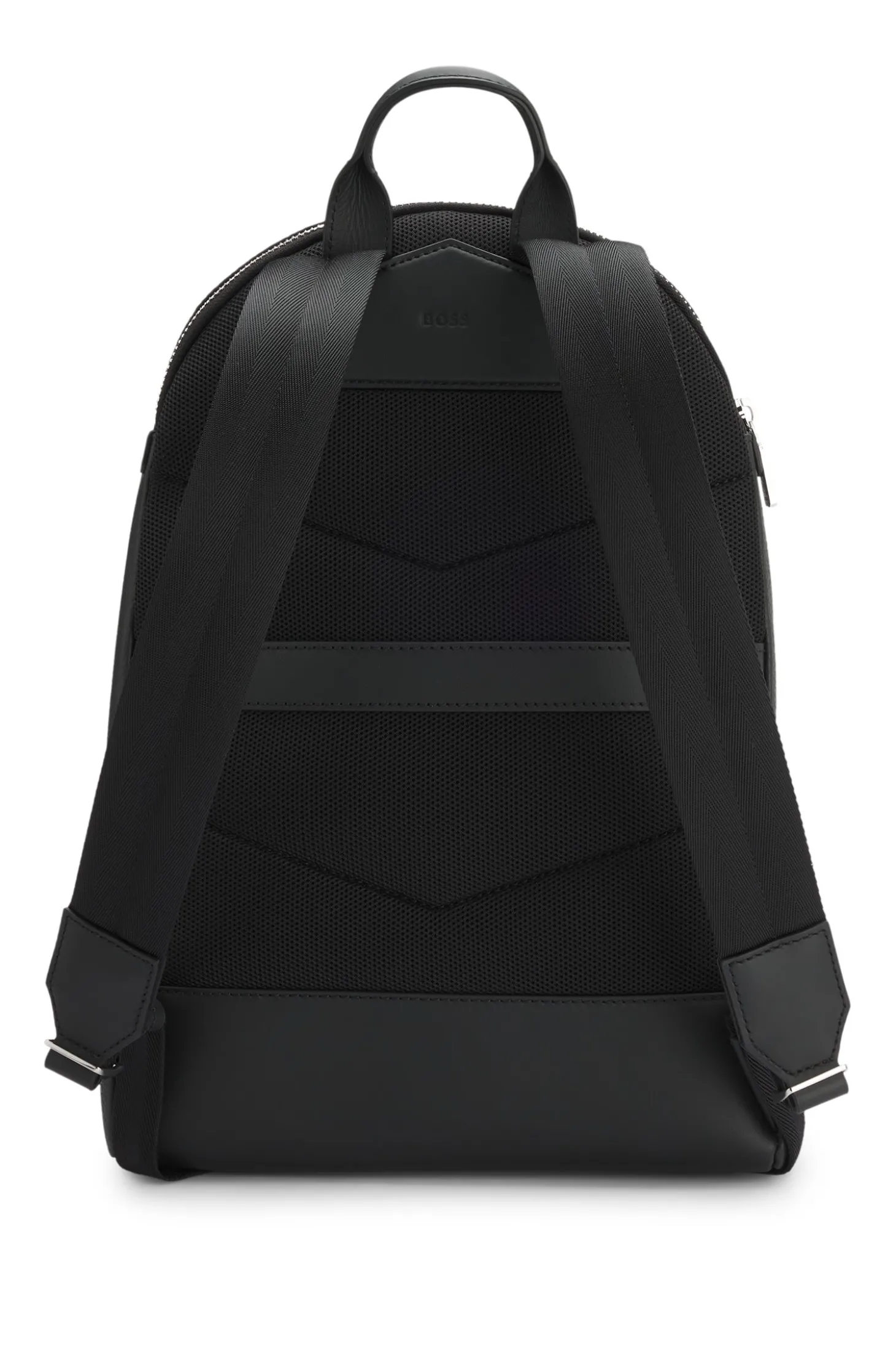 Rucksack aus genarbtem italienischem Leder mit geprägtem Logo