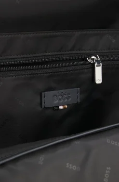 Rucksack aus genarbtem italienischem Leder mit geprägtem Logo