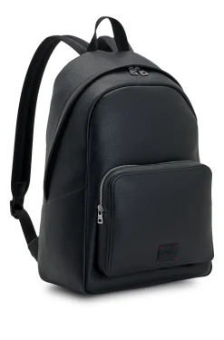 Rucksack aus Kunstleder mit geprägtem Logo-Patch