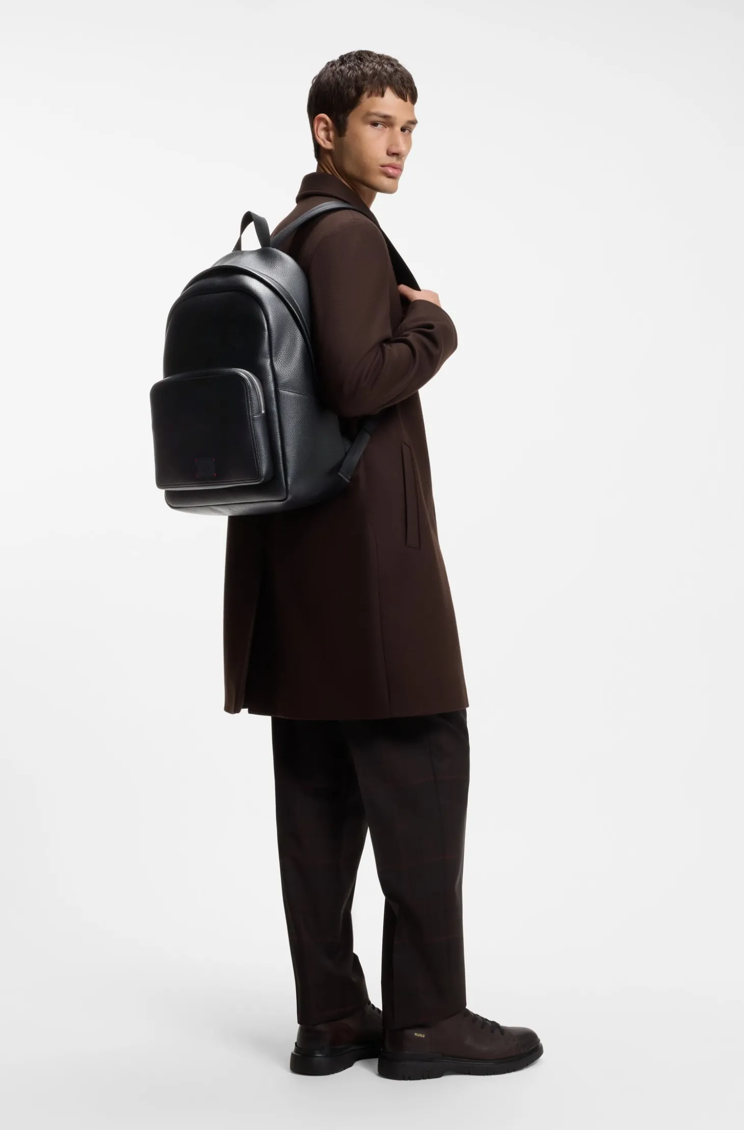 Rucksack aus Kunstleder mit geprägtem Logo-Patch