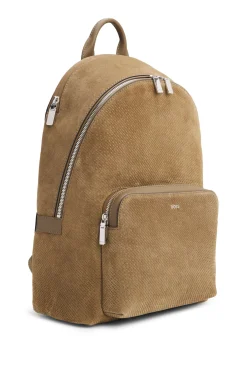 Rucksack aus Veloursleder mit Monogramm-Prägung