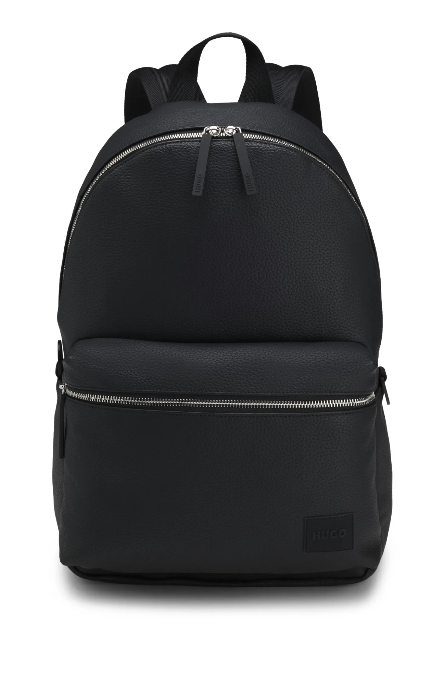 Rucksack mit Reißverschluss und Logo-Aufnäher aus Gummi