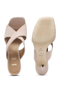 Sandalen aus Veloursleder mit überkreuzten Riemchen