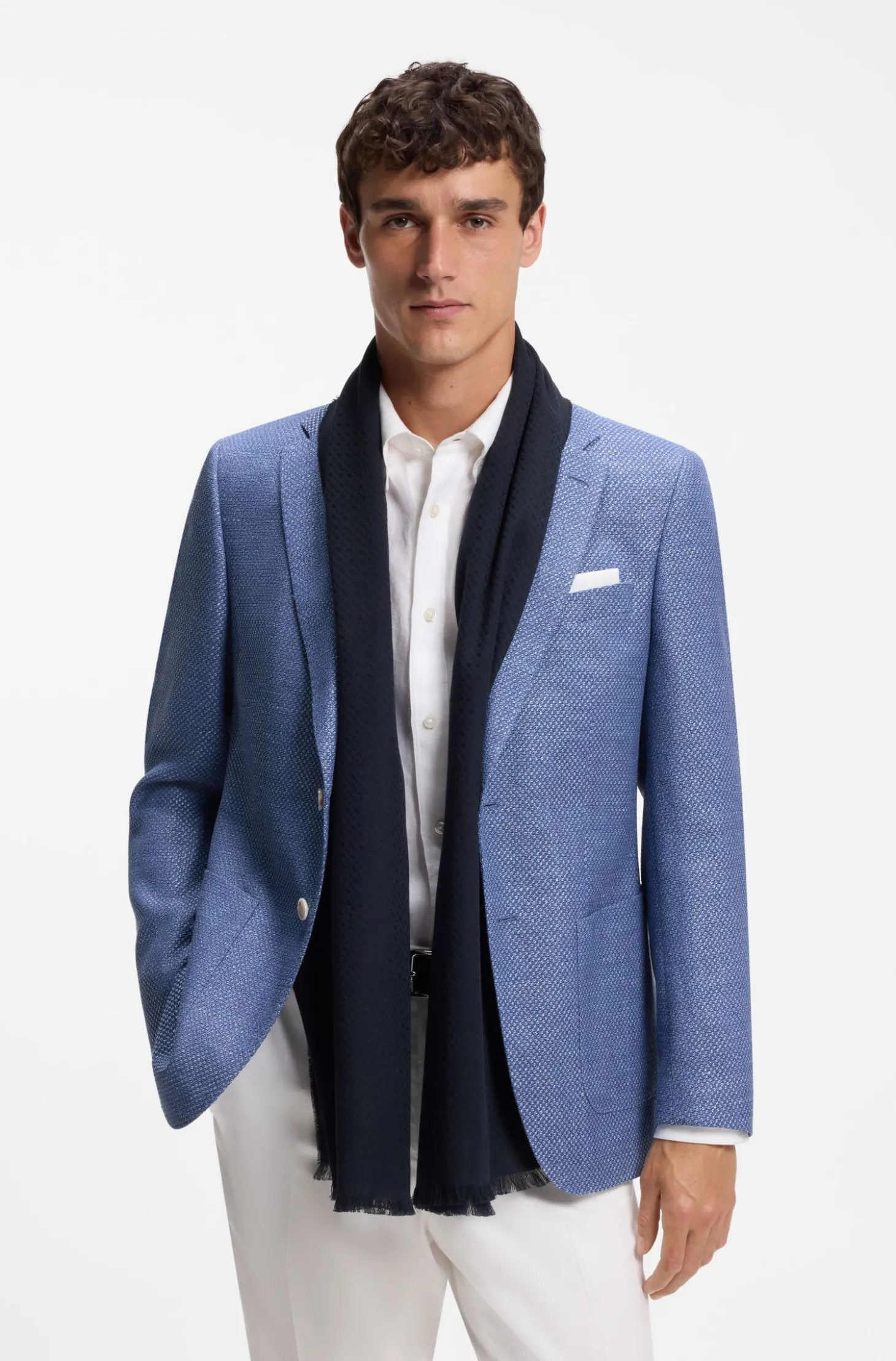 Schal aus Baumwoll-Mix mit Wolle und Monogramm-Muster