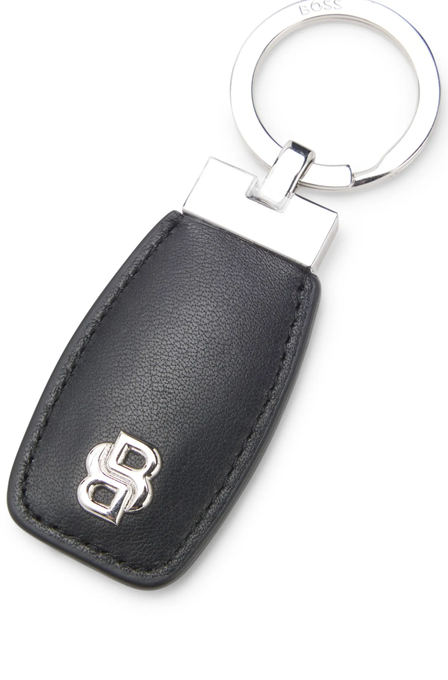 Schlüsselanhänger aus Leder mit Double-B-Monogramm aus Chrom