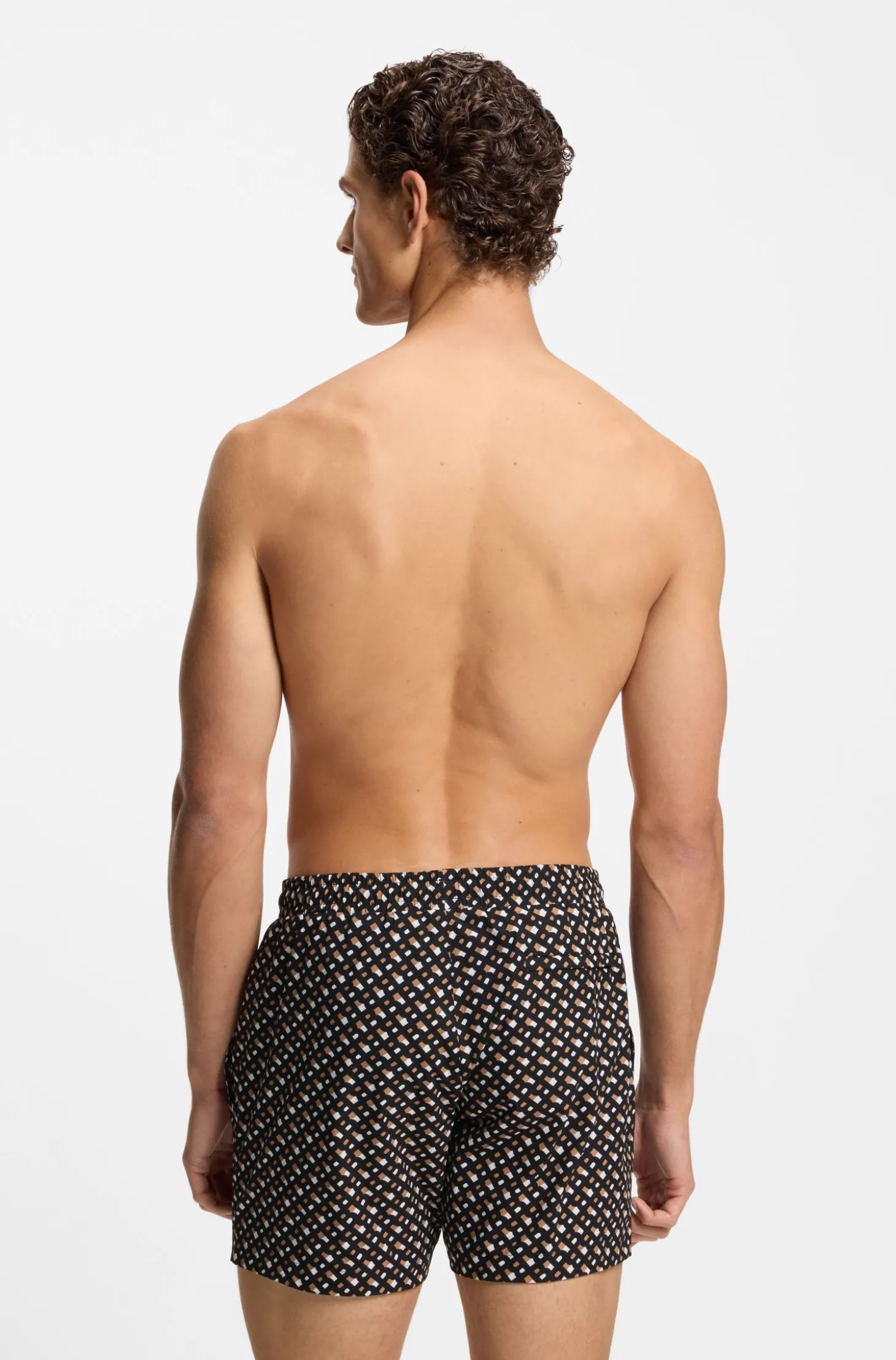 Schnell trocknende Badeshorts mit durchgehendem Innenfutter und Monogramm-Print