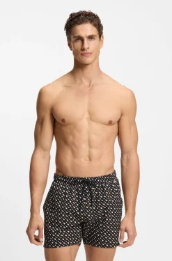 Schnell trocknende Badeshorts mit durchgehendem Innenfutter und Monogramm-Print
