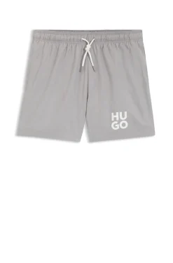 Schnell trocknende Badeshorts mit Stacked-Logo-Print