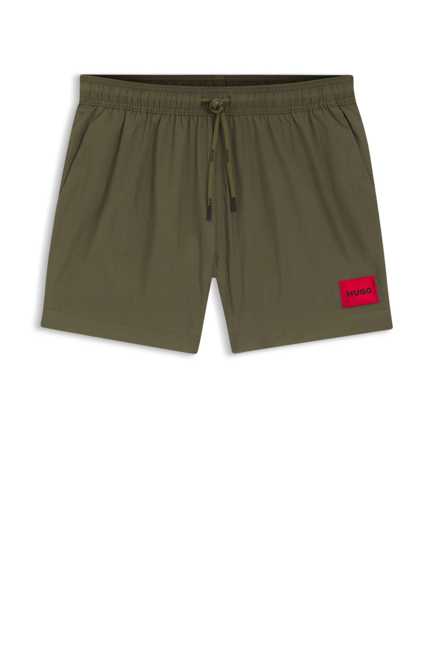 Schnell trocknende Badeshorts mit rotem Logo-Label