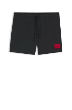 Schnell trocknende Badeshorts mit rotem Logo-Label