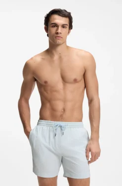 Schnell trocknende Badeshorts aus elastischem Seersucker-Gewebe