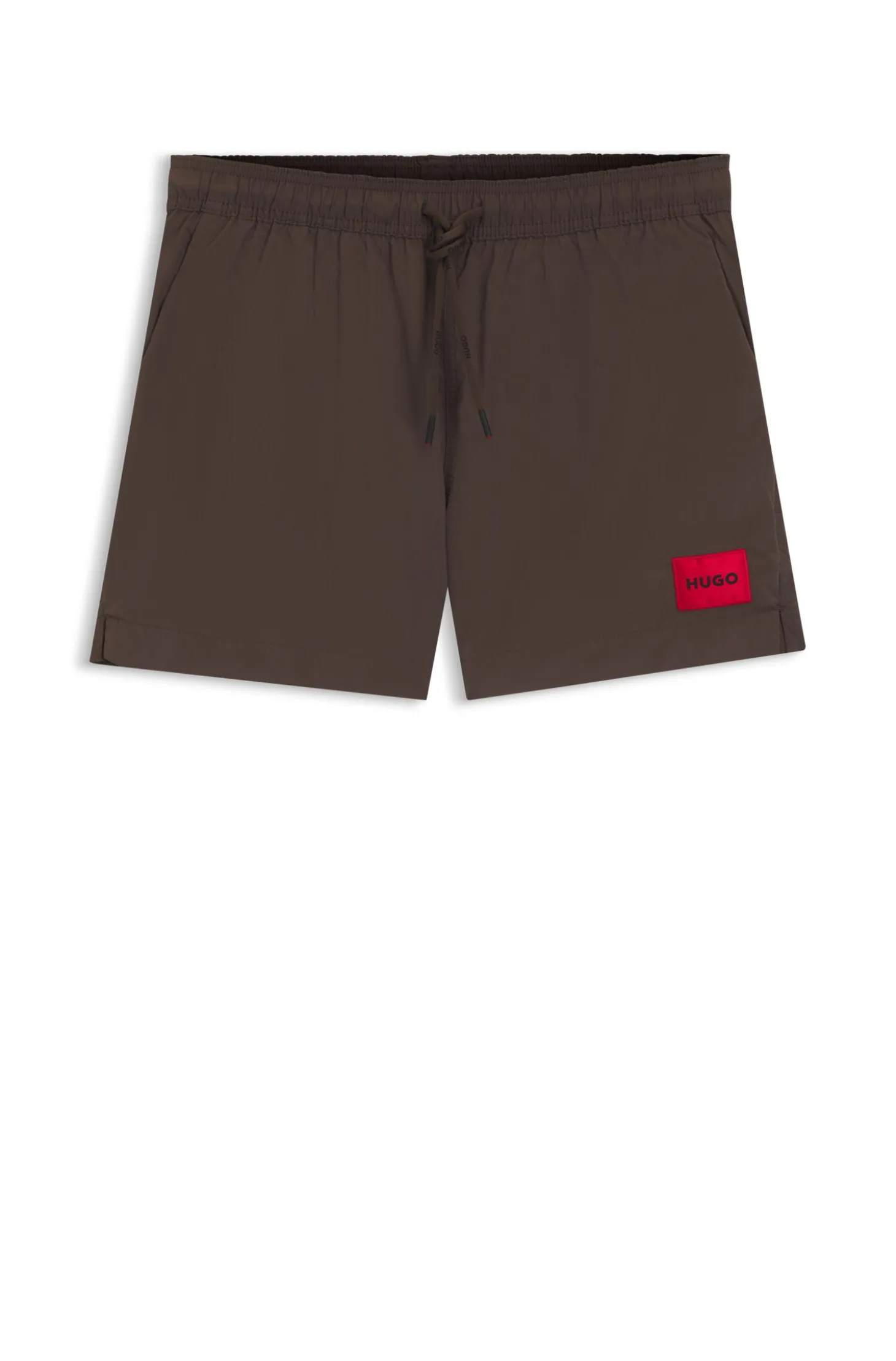 Schnell trocknende Badeshorts mit rotem Logo-Label
