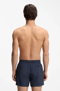 Schnell trocknende Badeshorts mit rotem Logo-Label