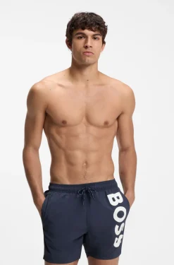 Schnell trocknende Badeshorts mit aufgedrucktem Logo