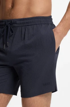Schnell trocknende Badeshorts aus elastischem Seersucker-Gewebe
