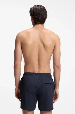 Schnell trocknende Badeshorts aus elastischem Seersucker-Gewebe