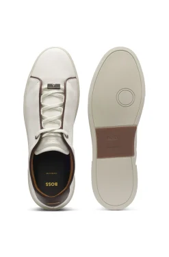 Schnür-Sneakers aus genarbtem italienischem Leder