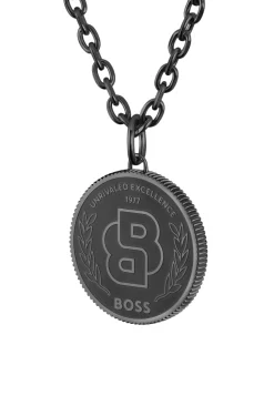 Schwarz beschichtete Halskette mit Double-B-Monogramm-Medaillon
