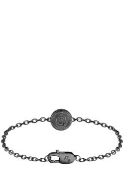 Schwarz beschichtetes Armband mit Double-B-Monogramm-Medaillon