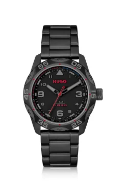 Schwarz beschichtete Uhr mit Gliederarmband