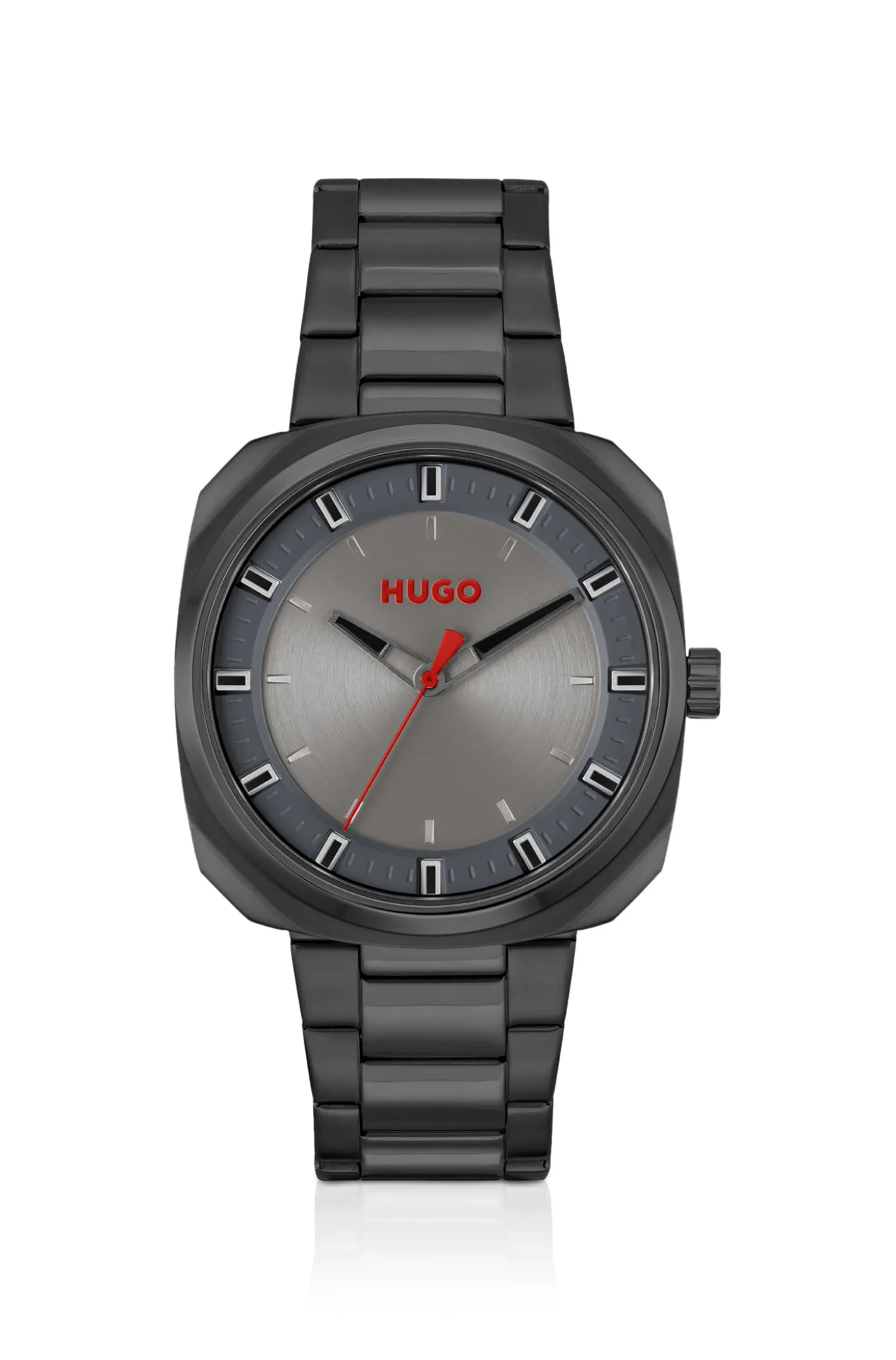 Schwarz beschichtete Uhr mit Gliederarmband