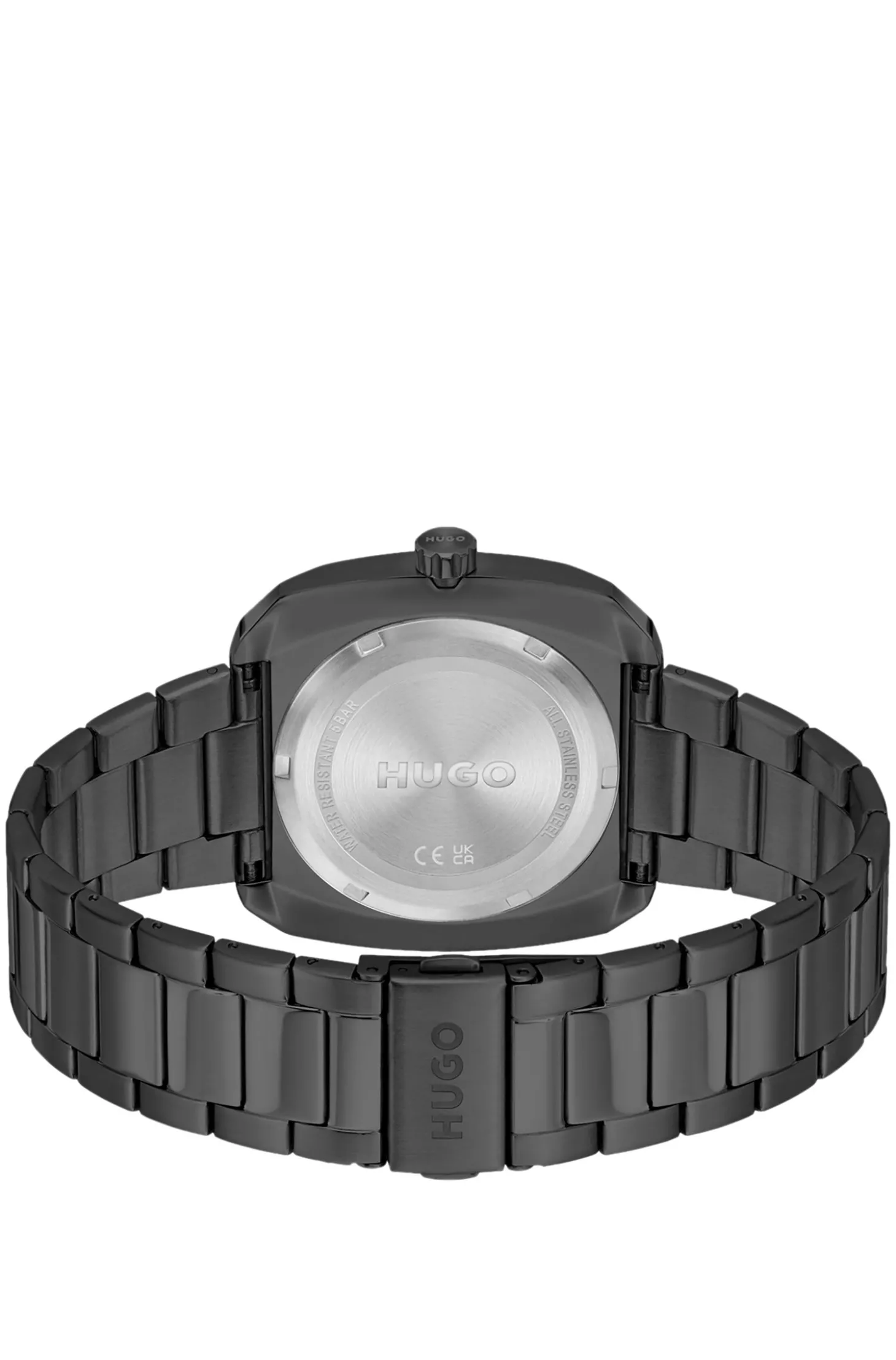 Schwarz beschichtete Uhr mit Gliederarmband