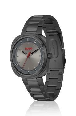 Schwarz beschichtete Uhr mit Gliederarmband