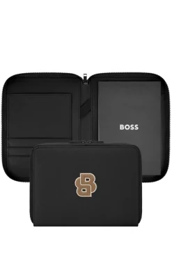 Schwarze DIN-A5-Konferenzmappe mit Double-B-Patch
