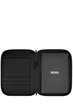 Schwarze DIN-A5-Konferenzmappe mit Double-B-Patch