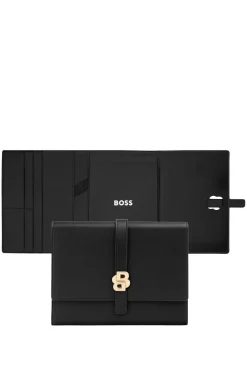 Schwarze DIN-A5-Konferenzmappe mit Double-B-Monogramm am Verschluss