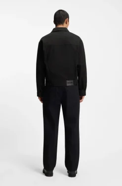 Schwarze Regular-Fit Jacke aus japanischem Denim