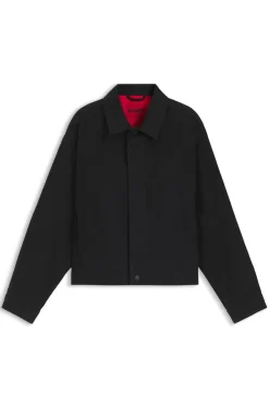 Schwarze Regular-Fit Jacke aus japanischem Denim
