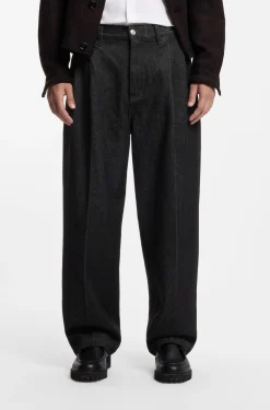 Schwarze Relaxed-Fit Jeans aus schwerem Denim