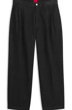 Schwarze Relaxed-Fit Jeans aus schwerem Denim