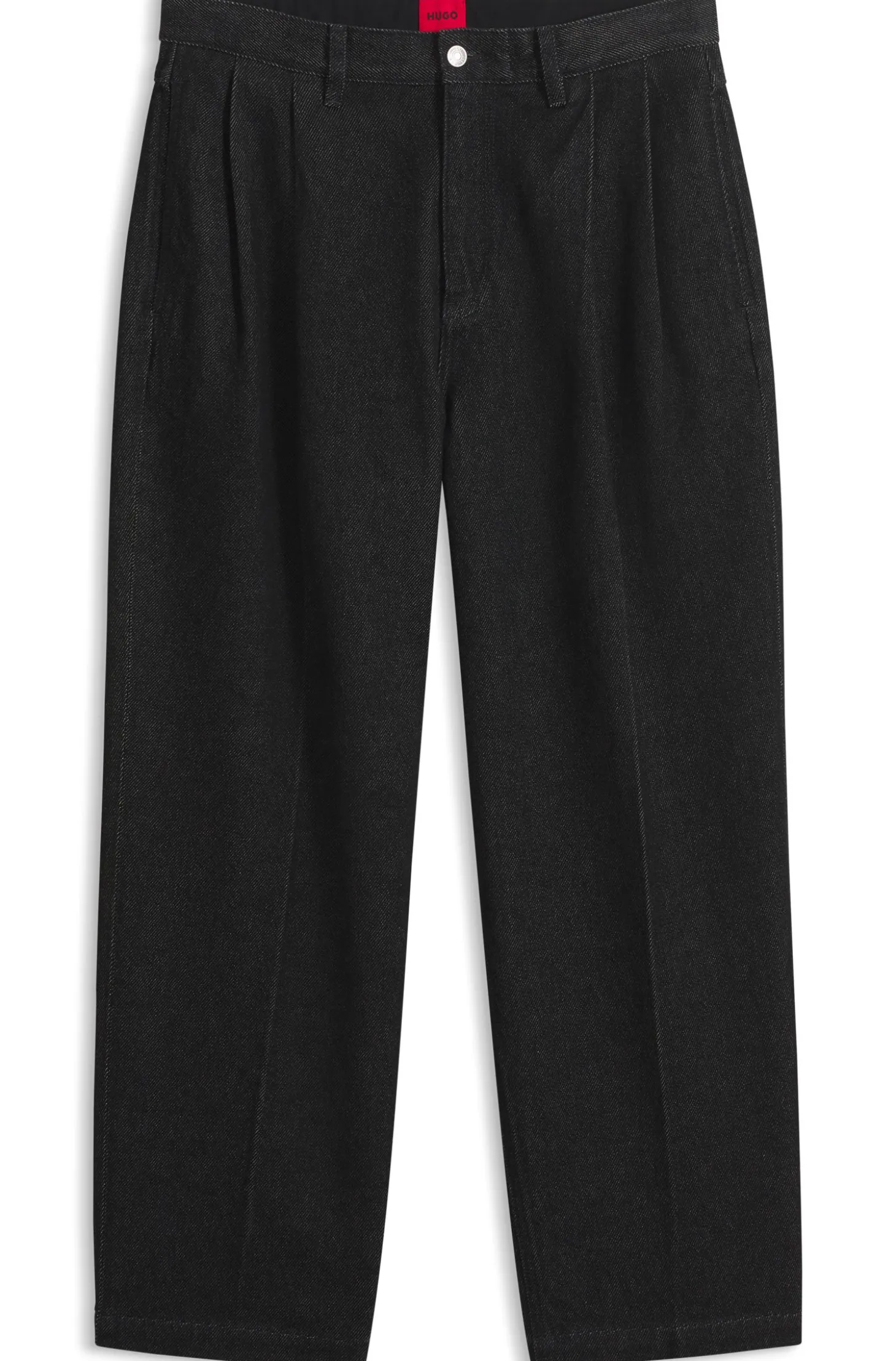 Schwarze Relaxed-Fit Jeans aus schwerem Denim