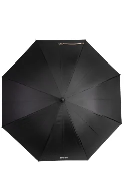 Schwarzer Taschenschirm mit camelfarbener Innenseite