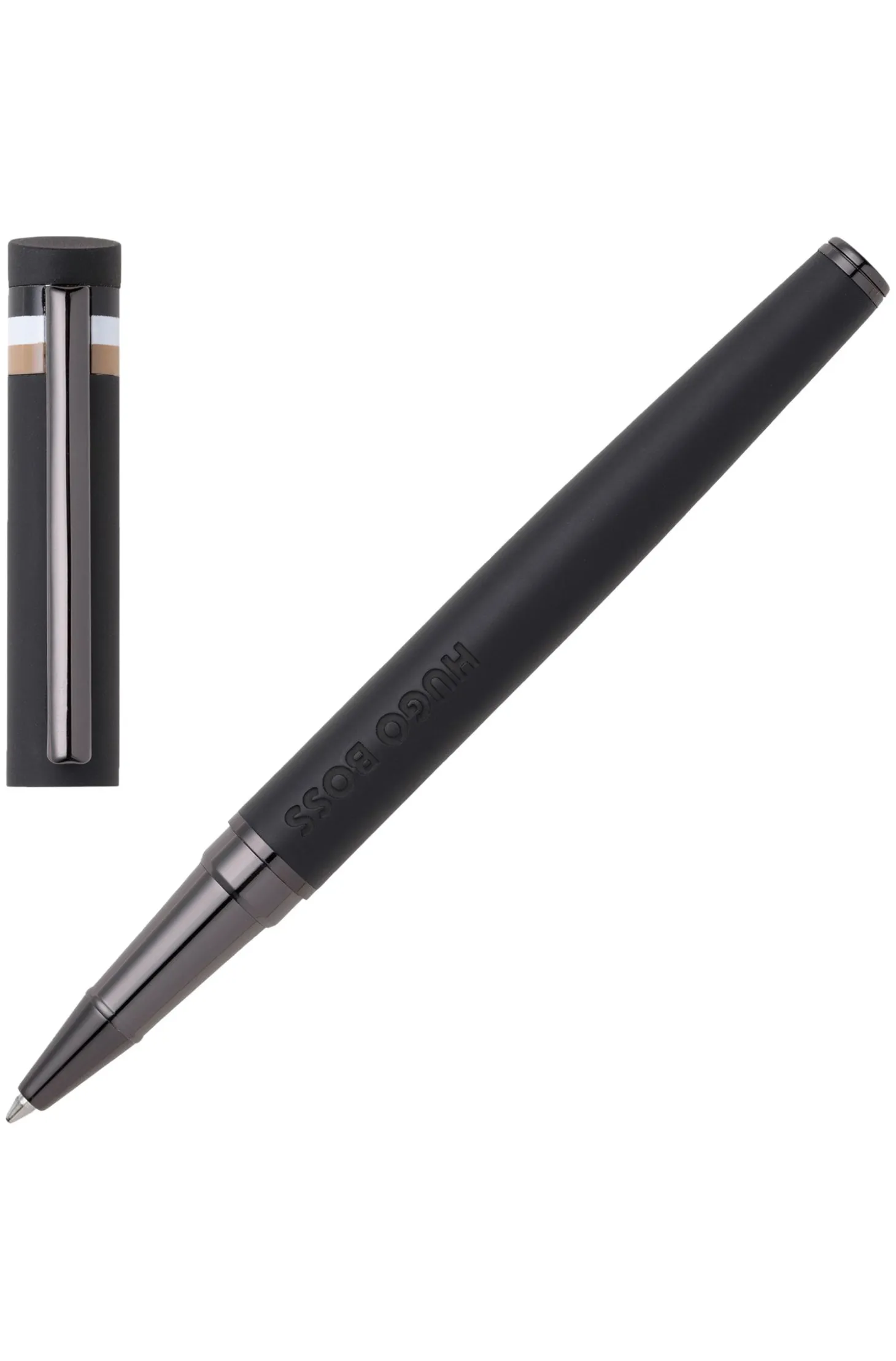 Schwarzer Tintenroller mit Logo-Detail und Signature-Streifen an der Kappe