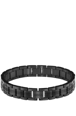 Schwarzes Armband im Uhren-Design mit graviertem Logo
