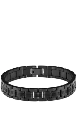 Schwarzes Armband im Uhren-Design mit graviertem Logo