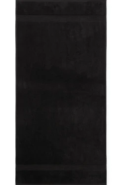 Schwarzes Duschtuch aus Baumwolle mit Logo-Stickerei