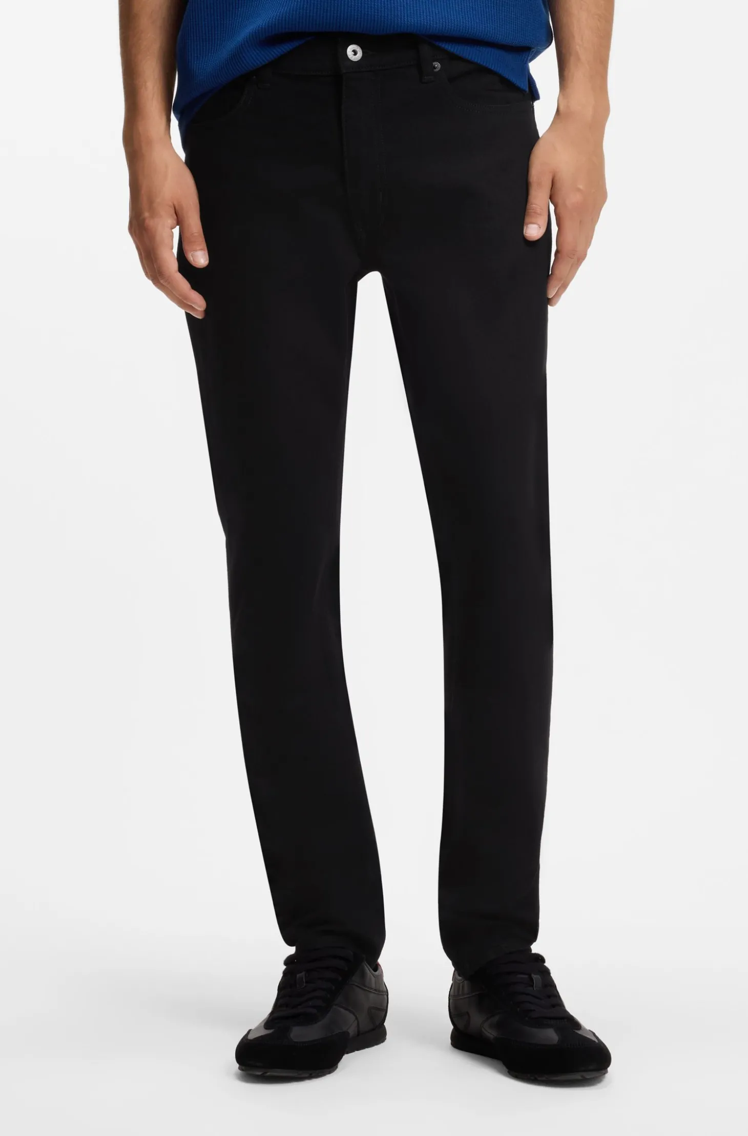 Schwarze Skinny-Fit Jeans mit Rinse-Wash-Finish